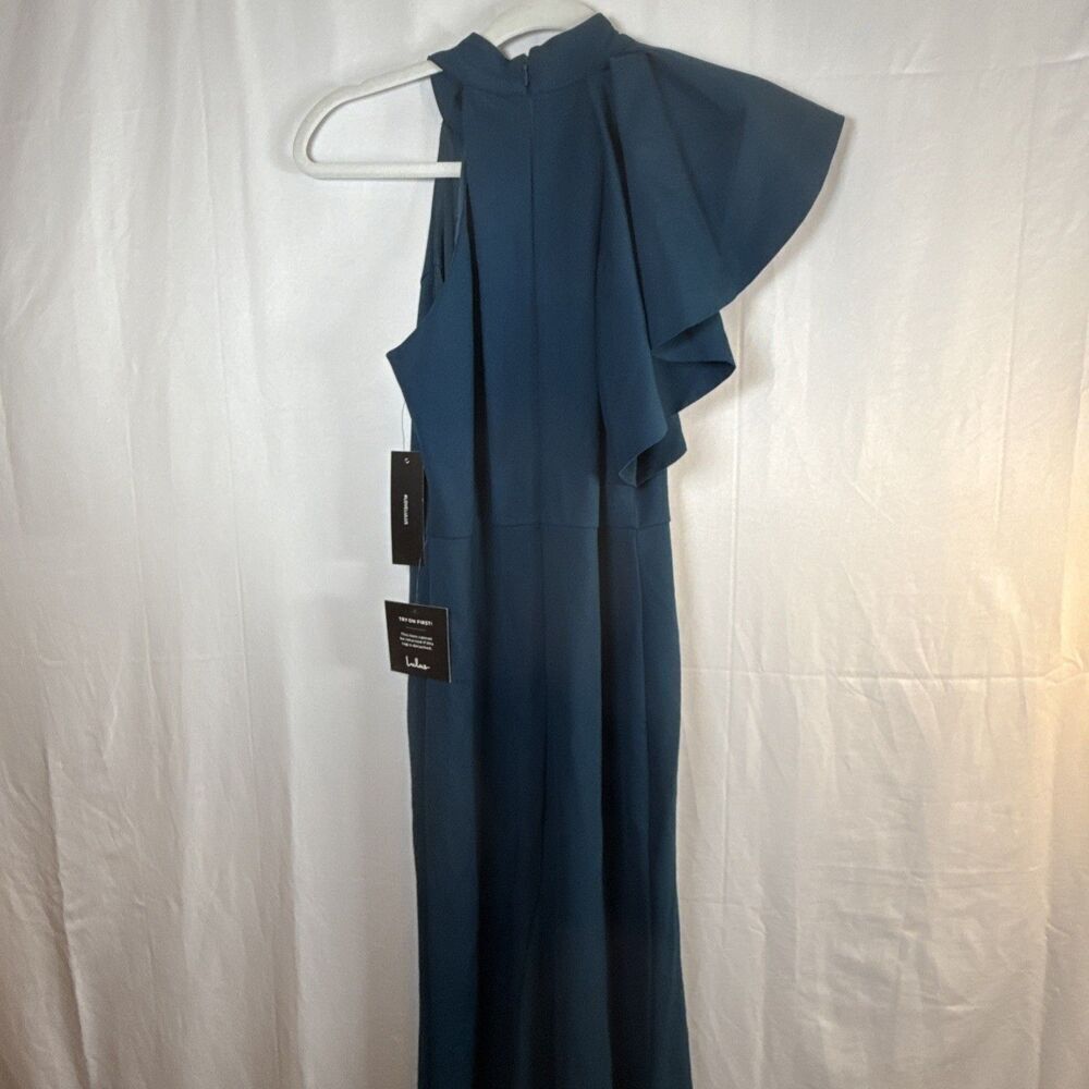 Lulus Margeaux Teal Cape Sleeveless Long Gown Size Small NWT - Picture 6 of 15